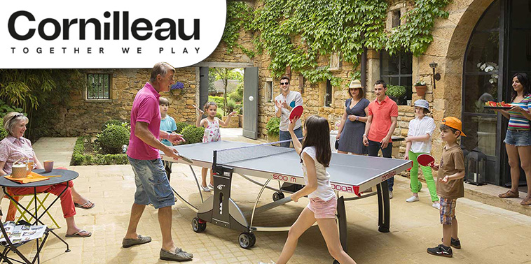 Cornilleau outdoor table tennis table and brand logo