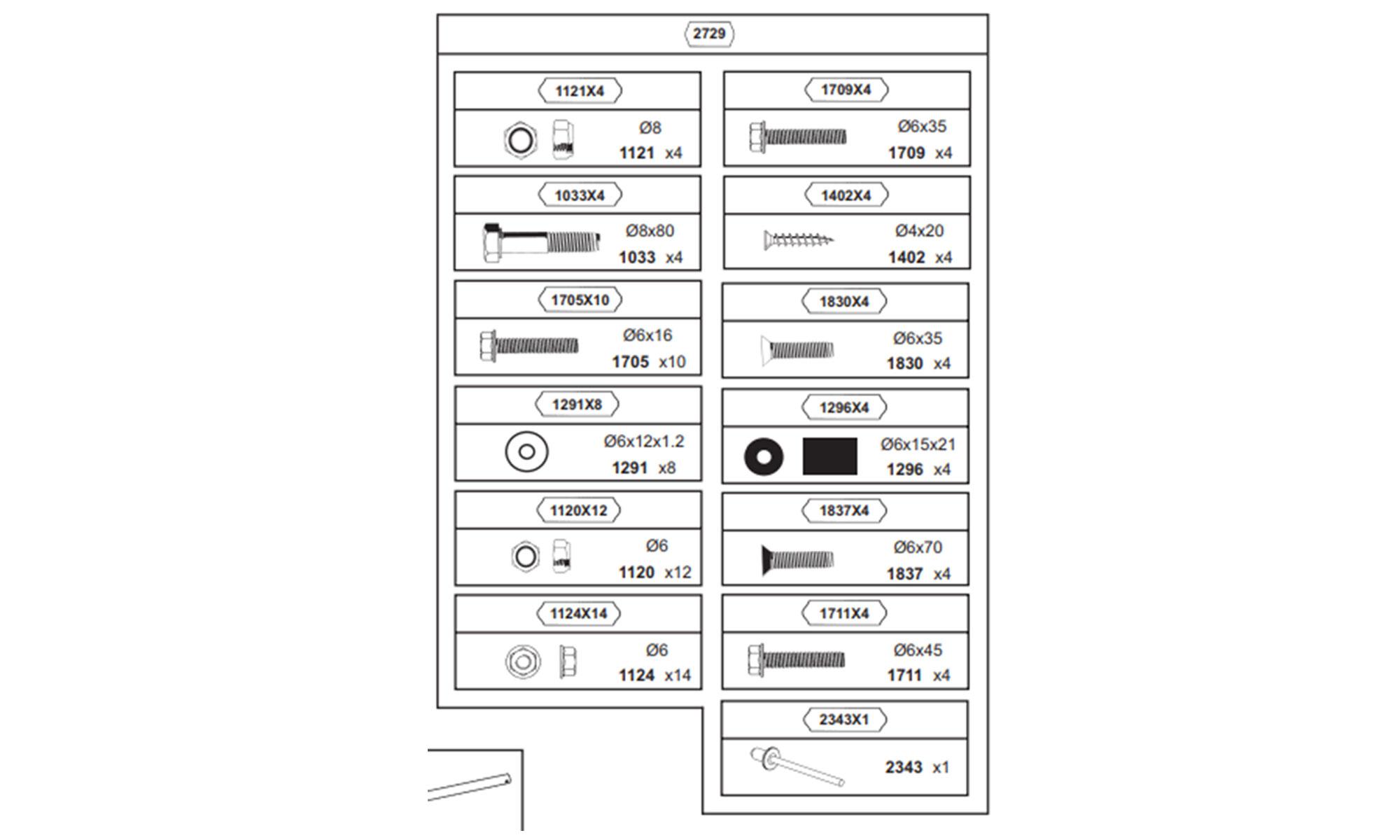Cornilleau Table Assembly Kit Part No.2729
