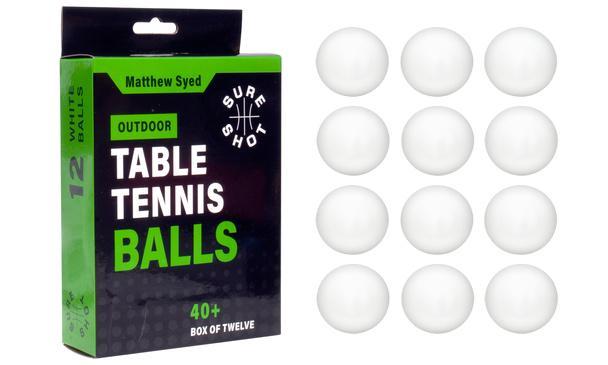 Matthew Syed Outdoor Table Tennis Balls by Sure Shot: 12 pack - White