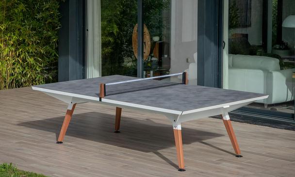 New Outdoor Cornilleau White Lifestyle Ping Table - Light Stone Top