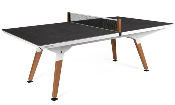 Cornilleau Medium Play-Style Outdoor Ping Table - White Frame / Dark Stone Top