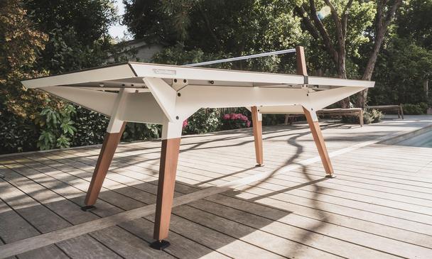 Cornilleau Medium Play-Style Outdoor Ping Table - White Frame / Dark Stone Top