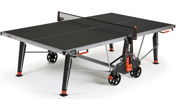 Black Cornilleau Performance 500X Outdoor Table Tennis Table in Playing Position