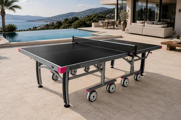 Butterfly Garden Rollaway 8000 Outdoor Table Tennis Table - Black   