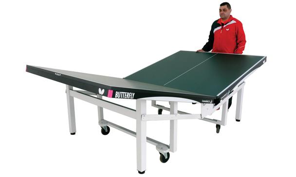 Butterfly Centrefold 25 Rollaway Indoor Table Tennis Table Being Folded By Man