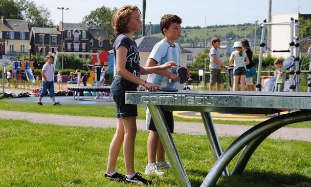 Kids Playing Doubles on Cornilleau Park Table Tennis Table