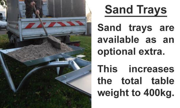Sand Trays on Cornilleau Park Table Tennis Table