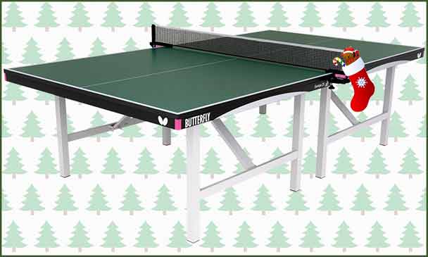 Green Butterfly Europa Indoor Table Tennis Table With Christmas Background