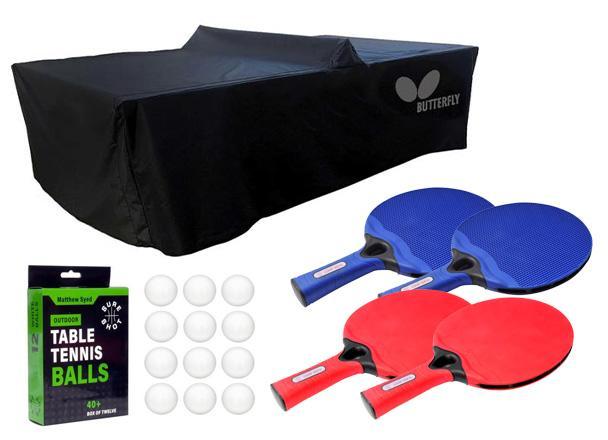 Static Table Accessory Pack | 4 Outdoor Bats | 12 Balls | Static Table Cover
