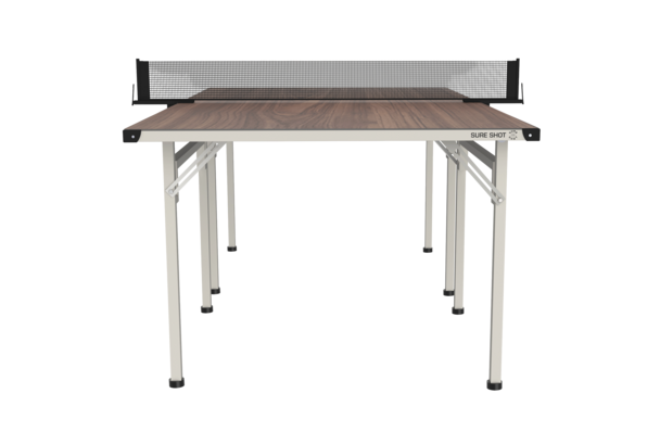 Butterfly Junior Indoor (3/4 size) Table Tennis Table Folded With Man Standing Beside It