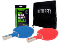2 Player Outdoor Set: Butterfly Deluxe Table Cover, 2 Sure Shot Outdoor Bats, 12 Sure Shot Outdoor Balls