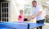 Butterfly Compact 16 Green (fullsize, compact storage) Indoor Table Tennis Table With Father and Daughter